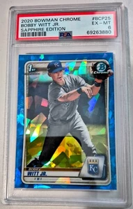 2020 Bowman Sapphire Bobby Witt Jr. 1st Bowman Sapphire Refractor PSA 6 - Royals - Picture 1 of 2