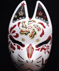Full Face Fox Mask SHUKA Kitsune Hand Made Painted Japan Party Komendo - Picture 1 of 6
