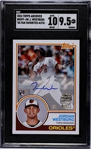 Jordan Westburg 2024 Topps Archives '83 favoritos de los fanáticos autógrafo novato SGC 9.5 - Imagen 1 de 2