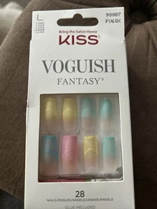 Kiss Voguish Fantasy Long Square Glue-On Nails Multi-Pastel 28 Pieces - Picture 1 of 2
