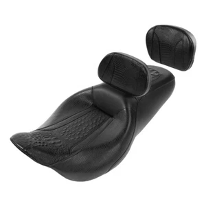 Black Driver Passenger Seat +Backrest Pad Fit For Harley Road Street Glide 09-23 - Picture 1 of 11