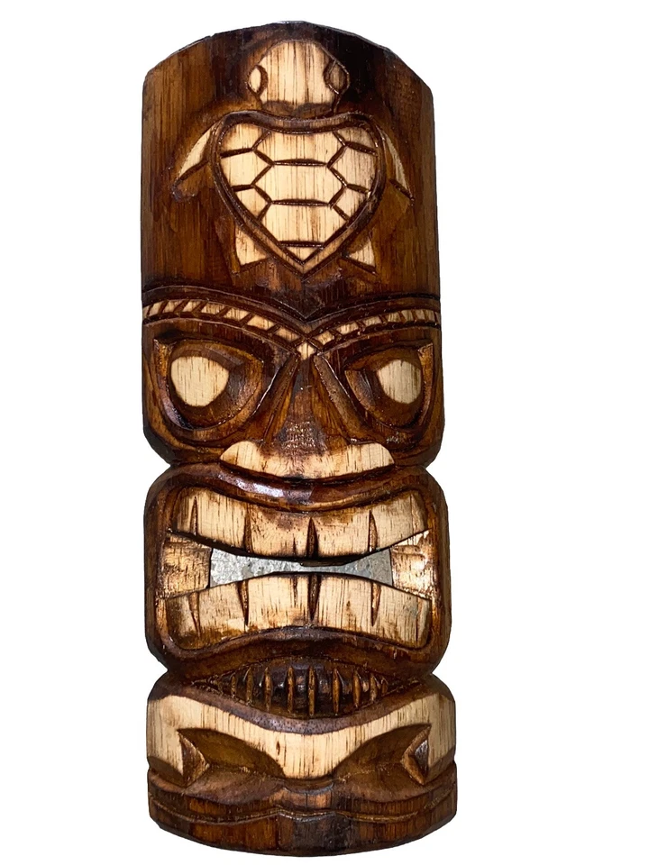 13” TIKI MASK WALL HANGER WOOD TIKI BAR HANGING WOOD ART - Image 1 of 1