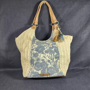 Borsa Slouchy in paglia/cotone "Sakroots" primavera estate boho hippy core - Foto 1 di 7
