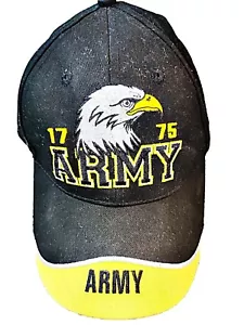 Cappello berretto baseball Eagle Crest US Army 1775 ricamato giallo/nero nuovo con etichette adatto alla maggior parte - Foto 1 di 6