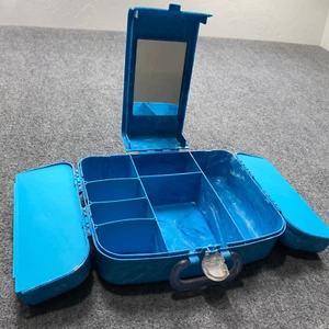 Astuccio trucco vintage Caboodles cosmetici blu organizer vortice specchio vanità Y2K anni 90 - Foto 1 di 20