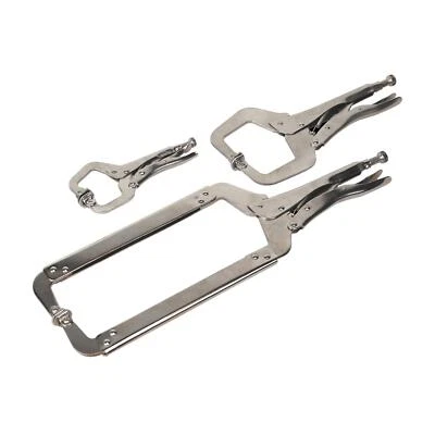 3PC Locking C Clamp Set 170, 275, 450mm Mole Vice Grip For Welding & Metal Work - Image 1 of 4