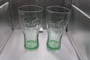 COCA COLA - Genuine Georgia Green Coca Cola Glass - 16oz - Nucleated Base- Pair - Picture 1 of 5