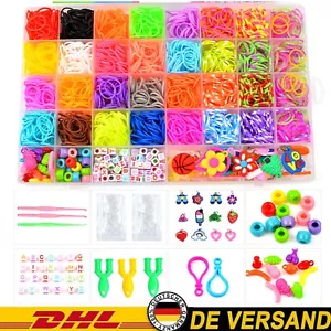 ~Loom Bänder Bands Webrahmen Gummibänder Haken Anhänger Box Set Kinder Geschenk~ - Bild 1 von 13