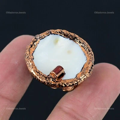 Mother Of Pearl 铜电成型单颗可调节戒指 尺寸 可调节 — 第 1/4 张图片