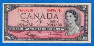 CANADA $2 1954 BC-38c / P-76c - QE II aUNC/UNC Note G/G 4887610 - Picture 1 of 3
