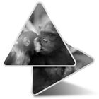 2 x Triangle Stickers  10cm - BW - Chimpanzee Mother & Baby Chimp  #37022