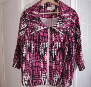 Chaqueta para mujer Erin London L rosa cremallera completa cuello ancho manga 3/4 - Imagen 1 de 13