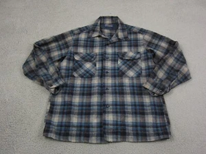 Camisa de Tablero Pendleton De Colección Para Hombres Grande 44 Azul Cuello Lazo Años 60 70 Lana A Cuadros - Imagen 1 de 17