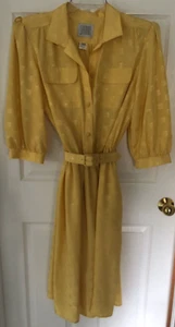 Vtg 1980s Sabino Dress Belted Size 16 elastic waist pockets smoke free pet free - Picture 1 of 17