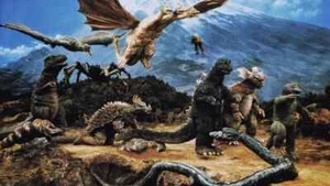 VINTAGE Kaiju"Destroy All Monsters" 1968 Film A3 Wall Canvas Retro Print - Picture 1 of 3