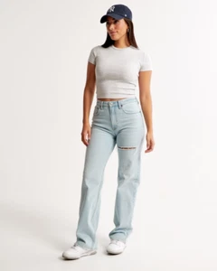 Abercrombie & Fitch Curve Love Hochhaus entspannte 90er Jahre Jeans Größe 35R - 35/20 - Bild 1 von 13