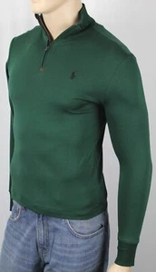 Maglione Polo Ralph Lauren verde leggero 1/2 mezza cerniera nero pony nuovo con etichette - Foto 1 di 1