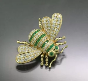 Valor € 3.800 Exclusivo Colgante Esmeralda Brillante "Abeja" Oro 750 Nuevo - Imagen 1 de 4