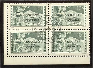 Swiss Offices, 1928 SDN (League of Nations) Top Value, Zumstein # 32 Block of 4 - Picture 1 of 1