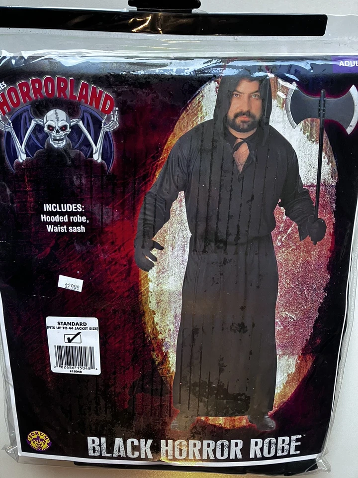 Adult Men's Black Horror Robe Costume Standard Sz up to 44 Jacket Ha99