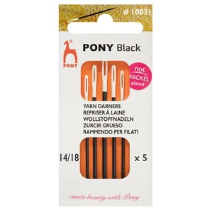 Pony Handnähnadeln: schwarz mit weißem Auge - Darners Gr. 14/18 - Bild 1 von 1
