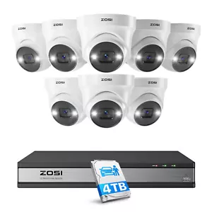 ZOSI PoE Audio Überwachungskamera Set Außen 16CH 8MP 4TB NVR 5MP Dome IP Kamera - Bild 1 von 15