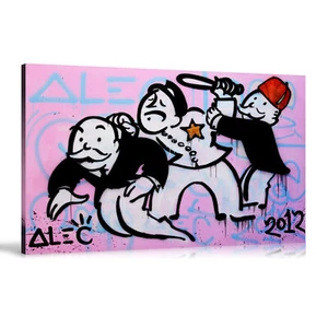 Alec Monopolys Police Abstract Wall Art Oil Painting Poster Canvas Prints Purple - Picture 1 of 3