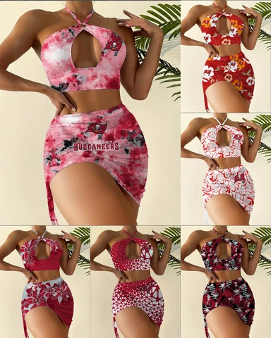 Tampa Bay Buccaneers Women's Bikini Set 2PCS Beach Halter Swimwear Sexy Swimsuit Cover