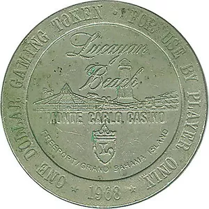 LUCAYAN BEACH, FREEPORT BEACH, GRAND BAHAMA ISLAND $1 CASINO TOKEN (3G700) - Picture 1 of 2