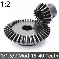 Bevel Gear 1:2 Transmission Pairing Gears 90° 15-40 Teeth 45# Steel 1/1.5/2 Mod
