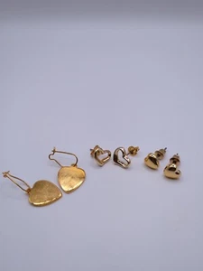 Gold-plated Heart Earring Lot - Picture 1 of 6
