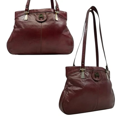 Vintage 60s 70s ETIENNE AIGNER Large Leather Tote Bag Shoulder Handbag OXBLOOD - Image 1 of 4