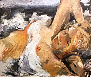 Seascape Boudoir Oil Painting Portrait Girl Original Signed 20"x24" Canvas - Picture 1 of 2