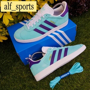 ❤️Neu mit Karton & Original Adidas Originals® Gazelle Aqua & Lila Turnschuhe UK Größe 9,5 - Bild 1 von 16