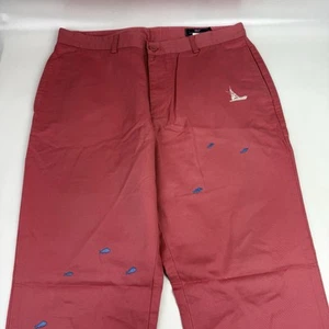 Vineyard Vines Men’s Club Pants Size 35x32 Pink Embroidered Fish & Boat Chinos - Picture 1 of 5
