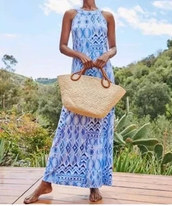 NWT J. Mclaughlin Edie Blue Biscayne Print Maxi Dress Large $258 - Picture 1 of 8