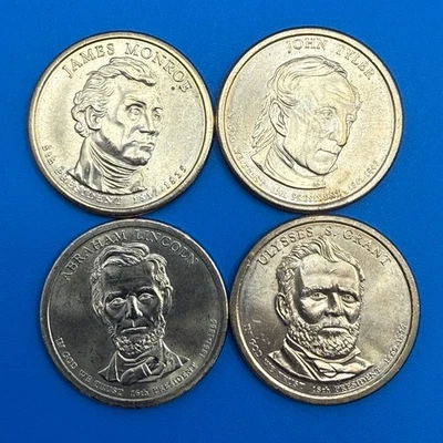 Lote de 4 moedas presidenciais de um dólar 2011D 2010P 2009D 2008D EUA em perfeito estado - Imagem 1 de 4