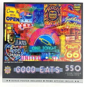Late Night Grub 550 Piece Jigsaw Puzzle w Poster Good Eats by Master Pieces - Picture 1 of 7