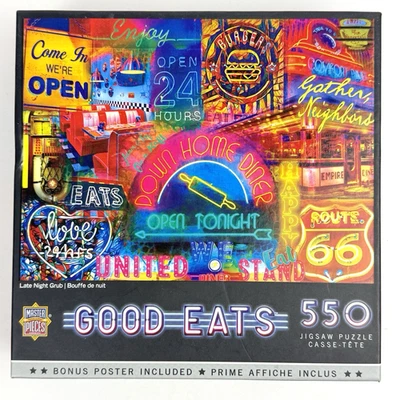 Late Night Grub 550 Piece Jigsaw Puzzle w Poster Good Eats by Master Pieces - Image 1 of 4