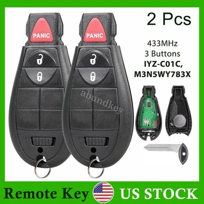 2 para 2008 2009 2010 2011 2012 2013 2014 Dodge Grand Caravan controle remoto chaveiro 3B - Imagem 1 de 4