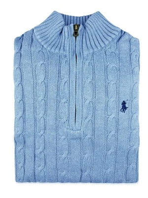 Suéter Polo Ralph Lauren Para Hombre Premium 100% Algodón Tejido con Cable Cuarto de Cremallera Foto 1 de 4