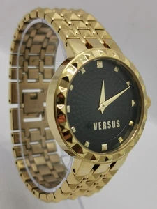 Vintage Versus Versace goldfarben 61/2" Armband schwarzes Zifferblatt Unisex 35mm Quarzuhr - Bild 1 von 13