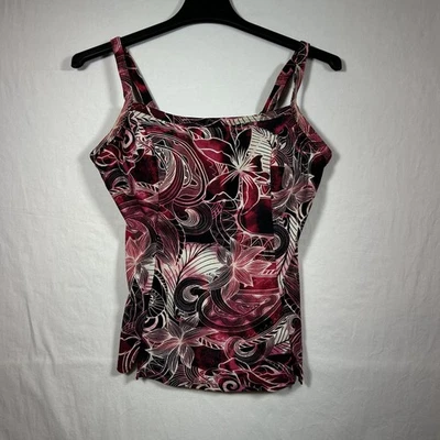 Tankini de natación floral Croft Barrow para mujer talla 18W rojo negro Foto 1 de 4