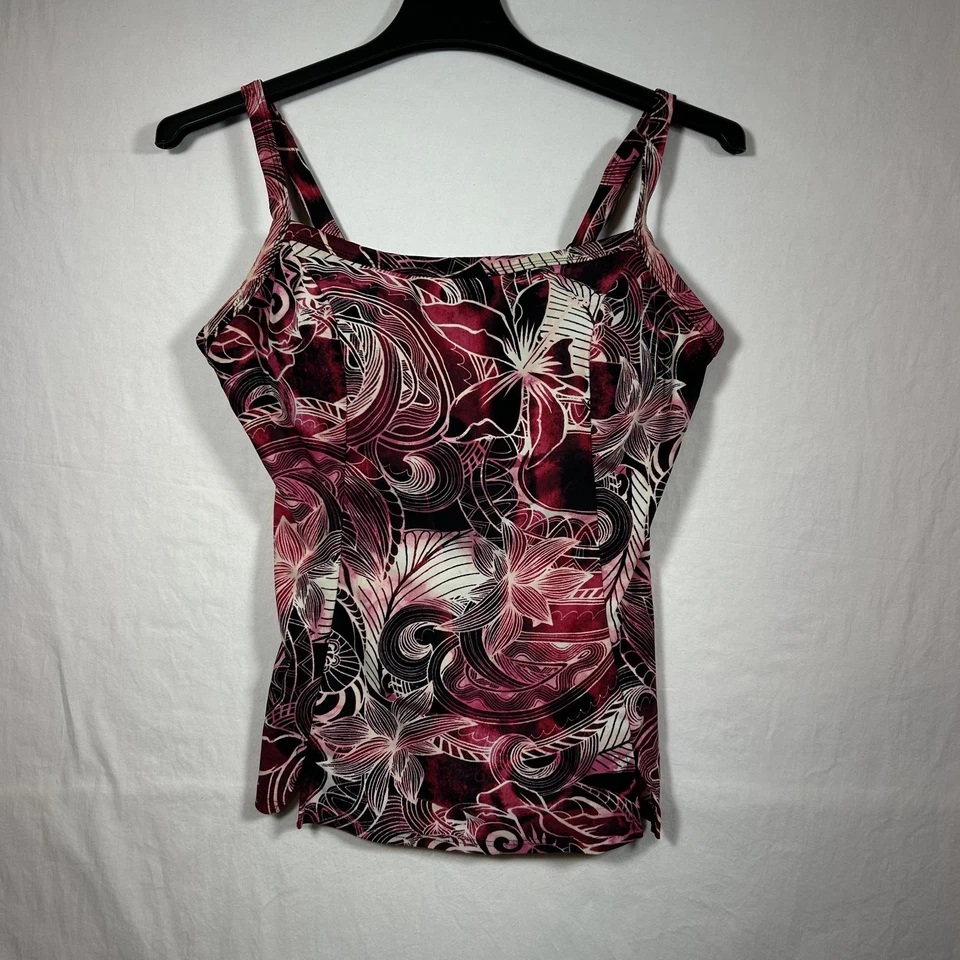 Tankini de natación floral Croft Barrow para mujer talla 18W rojo negro Foto 1 de 4