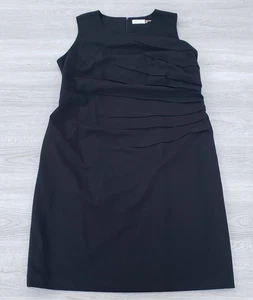 Calvin Klein Sheath Dress Size 16w Balck Sleeveless Pleated Career Cocktail - Picture 1 of 12