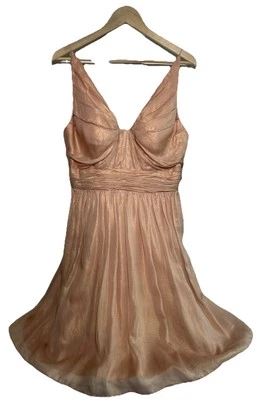 AIDAN MATTOX Anthropology Women’s 12 Dress Lined Spaghetti Strap, Rose Gold NWT - Image 1 of 4
