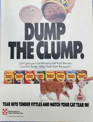 1984 Purina Tender Vittles Cat Food Magazine Print Ad - Dump The Clump. - Image 1 of 2