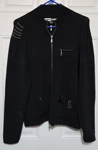Jamie Sadock schwarze gerippte Jacke mit Reißverschluss und Sicherheitsnadeldetail Größe Large - Bild 1 von 7
