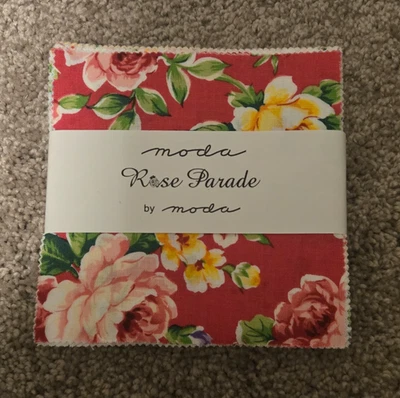Moda Cotton Fabric Rose Parade Charm Pack (42 Squares) Vintage Retired - Image 1 of 2
