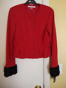 New Womens Peter Nygard Rouge Red Going My Way Zippered Jacket Size 8 Petite - Picture 1 of 5